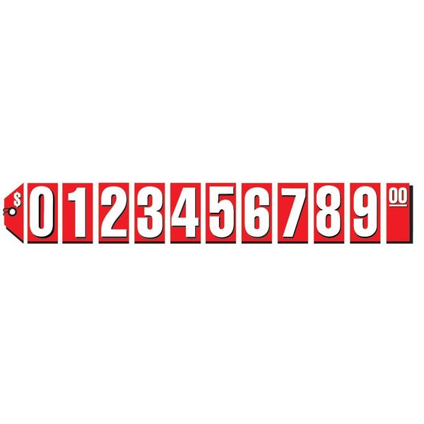 Car Dealer Depot Extra Large Red Tag Numbers: 8 Pk 180-8
